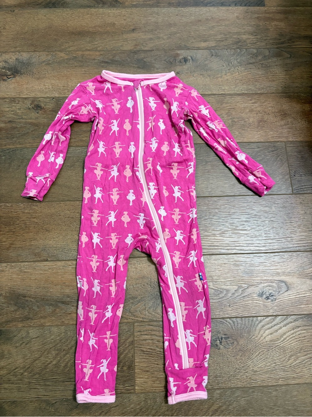 KicKee Pants 12-18M Pink Ballet Dancer Print Zipper Footie Pajamas